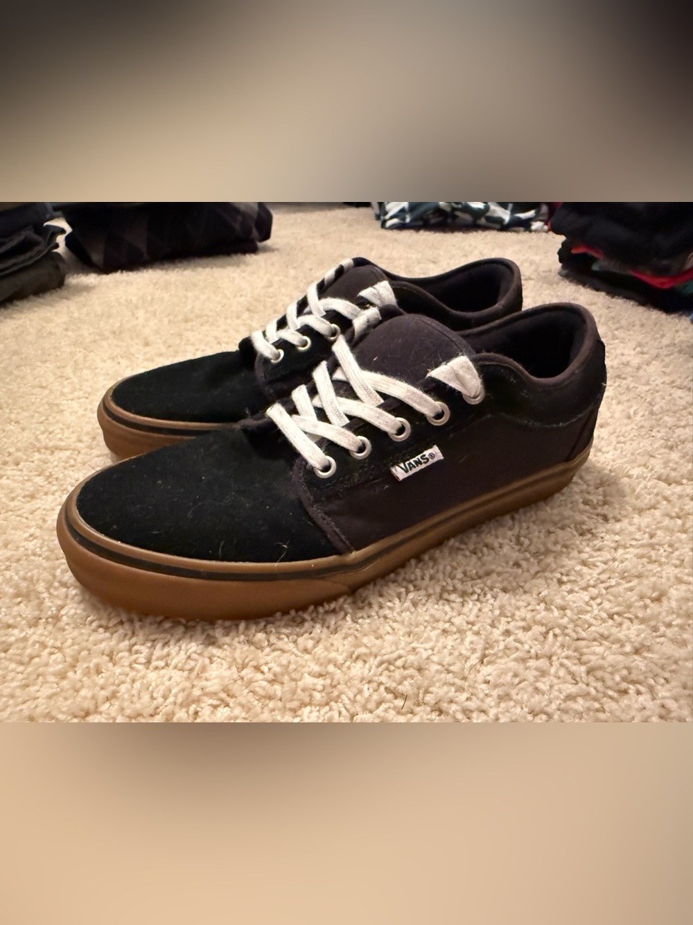 Vans Men's Black Canvas Low-Top Sneakers with Gum Sole